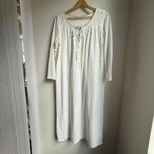 Eileen West San Francisco White Cotton Blend Nightgown Dress Sz S
